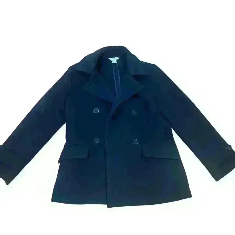 Brooks Brothers 346 Women’s Wool Peacoat Size Medium Black Heavy Double Breasted